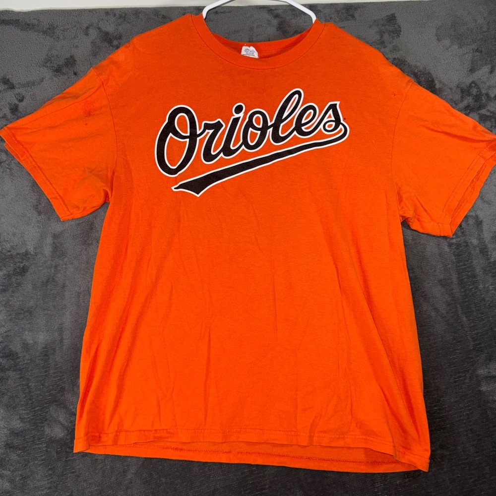 Mens‎ Large Delta Pro Weight T-Shirt Orange Good Baltimore Orioles MLB Baseball
